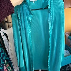 Ro & De Turquoise Satin Top
